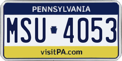 PA license plate MSU4053