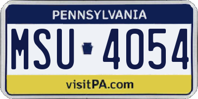 PA license plate MSU4054