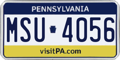 PA license plate MSU4056