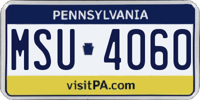 PA license plate MSU4060