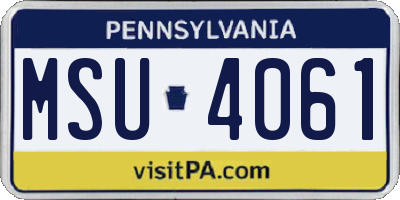 PA license plate MSU4061