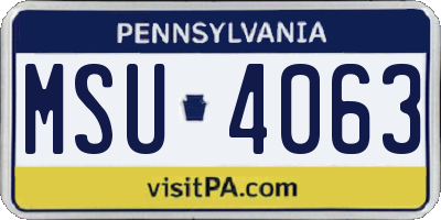 PA license plate MSU4063
