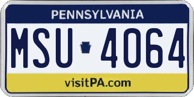 PA license plate MSU4064