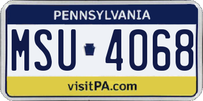 PA license plate MSU4068