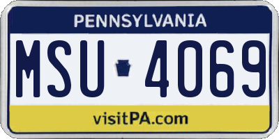 PA license plate MSU4069