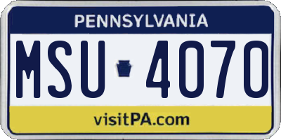 PA license plate MSU4070