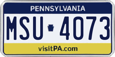 PA license plate MSU4073