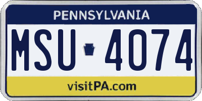 PA license plate MSU4074