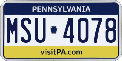 PA license plate MSU4078