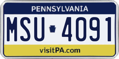 PA license plate MSU4091