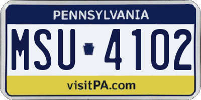PA license plate MSU4102