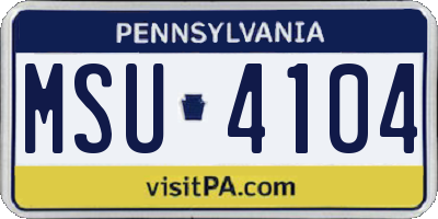 PA license plate MSU4104