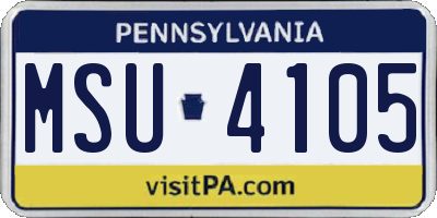 PA license plate MSU4105