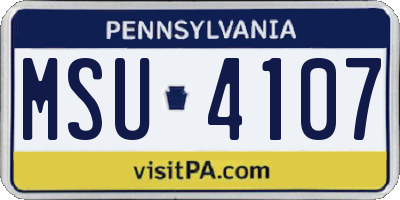PA license plate MSU4107