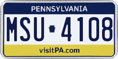 PA license plate MSU4108