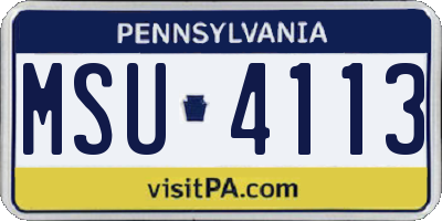 PA license plate MSU4113