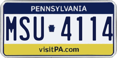 PA license plate MSU4114