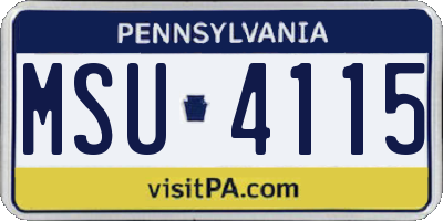 PA license plate MSU4115