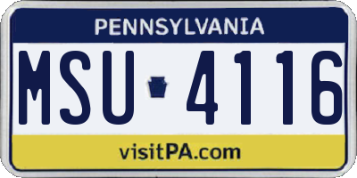 PA license plate MSU4116