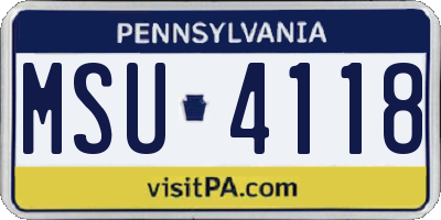 PA license plate MSU4118