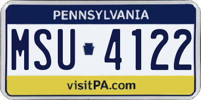 PA license plate MSU4122