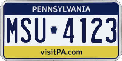 PA license plate MSU4123