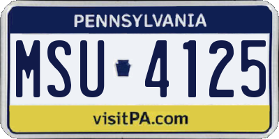 PA license plate MSU4125