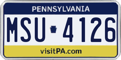 PA license plate MSU4126