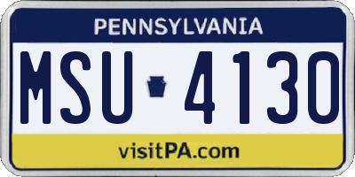 PA license plate MSU4130