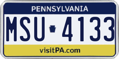 PA license plate MSU4133