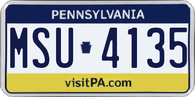 PA license plate MSU4135
