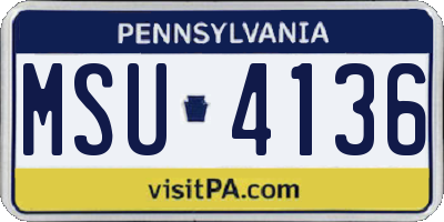 PA license plate MSU4136
