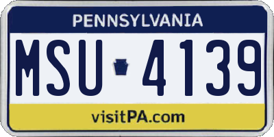 PA license plate MSU4139