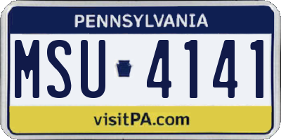 PA license plate MSU4141