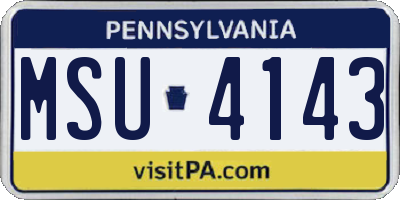 PA license plate MSU4143