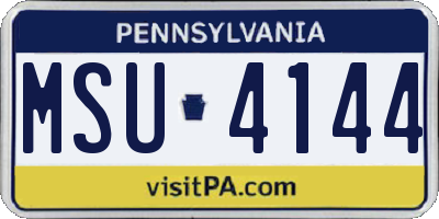 PA license plate MSU4144