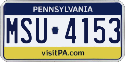 PA license plate MSU4153