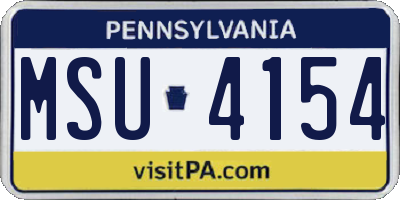 PA license plate MSU4154