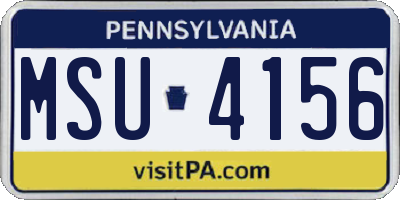 PA license plate MSU4156
