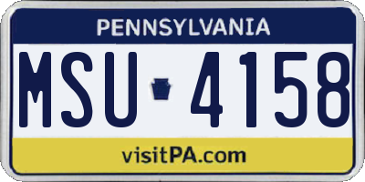 PA license plate MSU4158