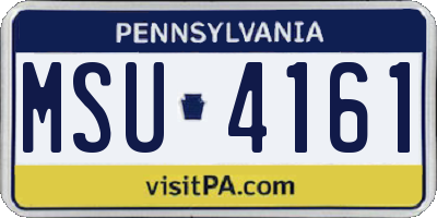 PA license plate MSU4161