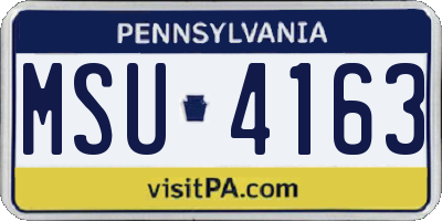 PA license plate MSU4163