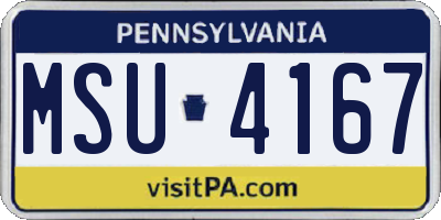 PA license plate MSU4167