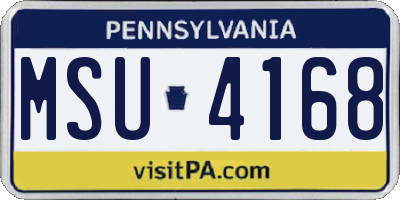 PA license plate MSU4168