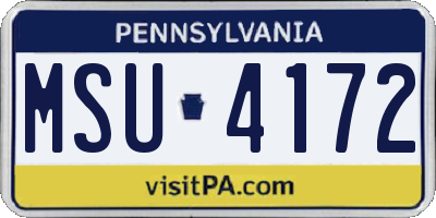 PA license plate MSU4172