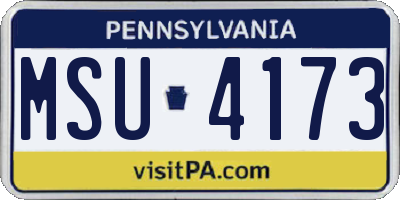 PA license plate MSU4173