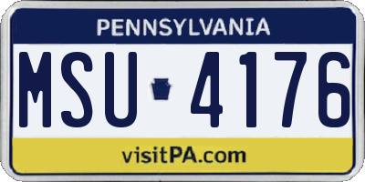 PA license plate MSU4176