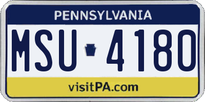 PA license plate MSU4180