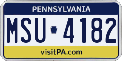 PA license plate MSU4182