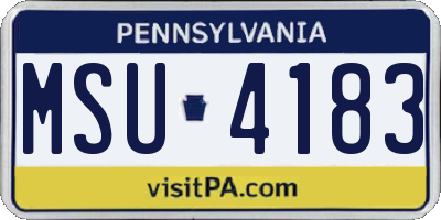 PA license plate MSU4183